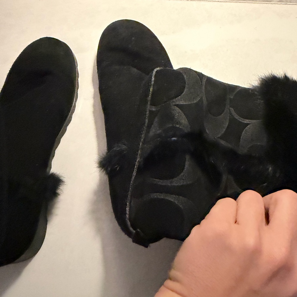 Coach Black Winter Boots with Gold Buckle - Picture 6 of 7